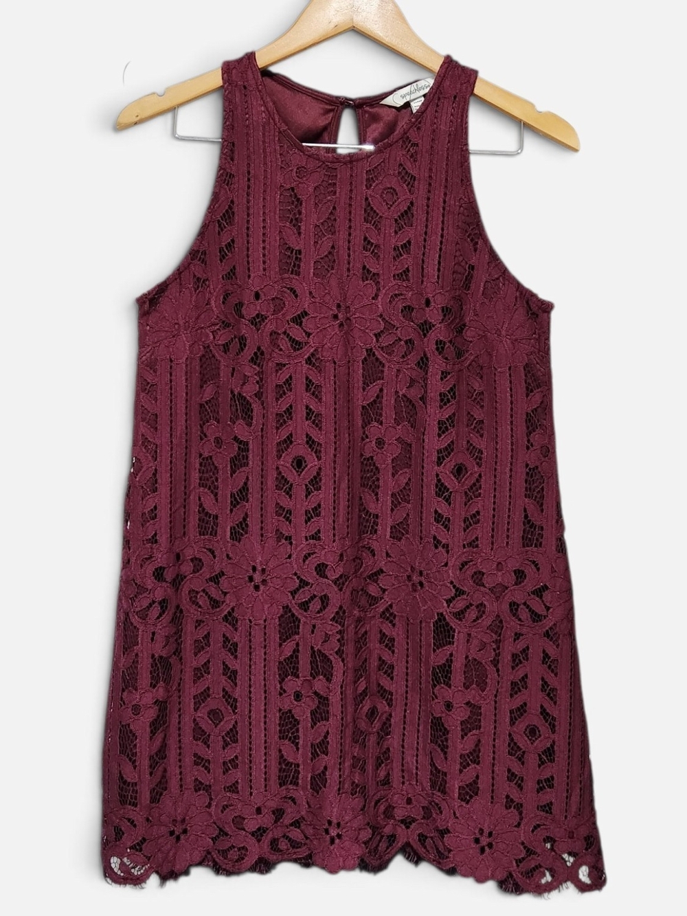Speechless Girls Burgundy Lace Overlay Sleeveless Dress